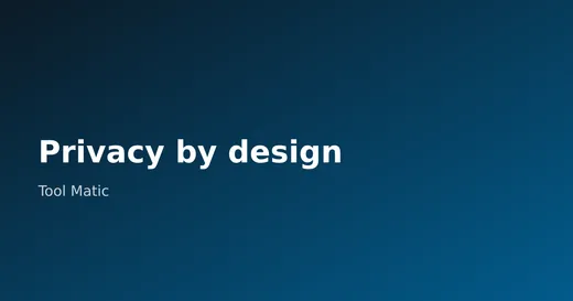 An abstract gradient banner reading "Privacy by design"
